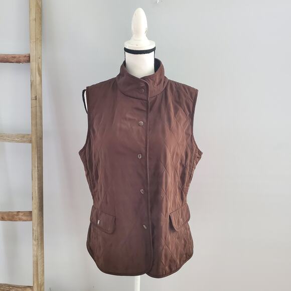 Talbots Women's Brown Diamond Quilted Button Up Vest Size M - Picture 1 of 7